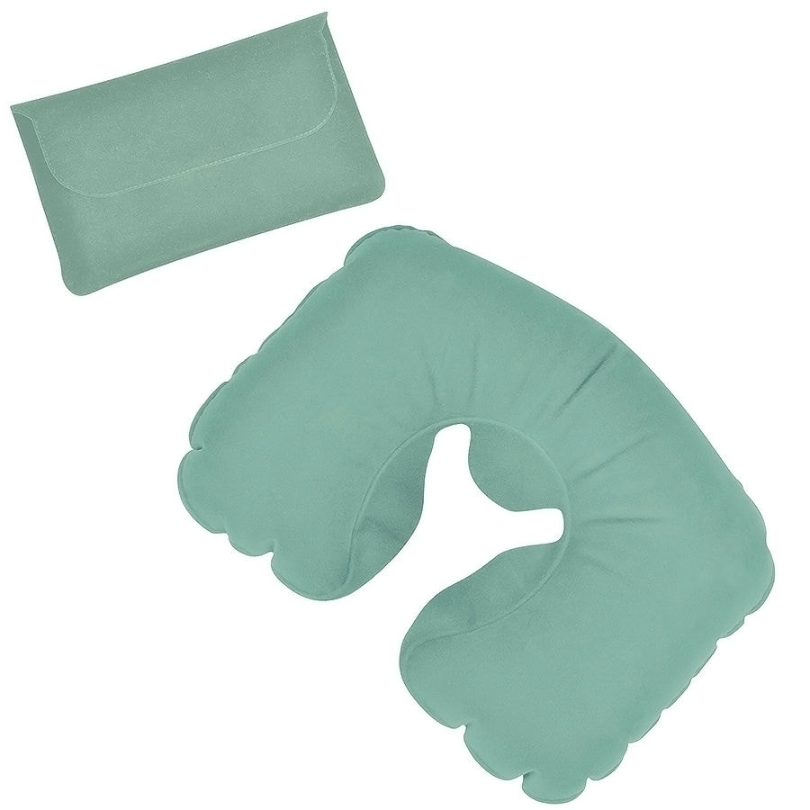 Подушка надувная дорожная в футляре; светло-зеленый; 43,5х27,5 см; твил; шелкография. Фото �7