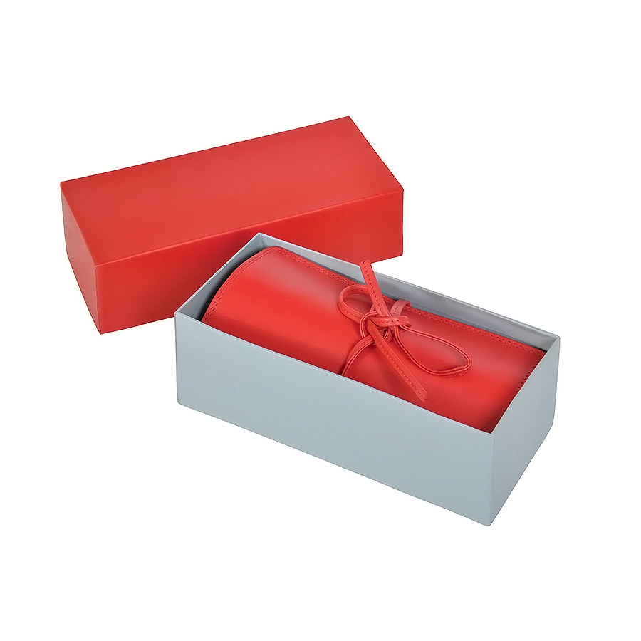 Футляр для украшений  "Милан",  красный, 16х5х7 см,  кожа, подарочная упаковка. Фото �7