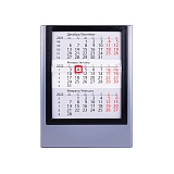 Календарь настольный на 2 года; серебристый с черным; 12,5х16 см; пластик; шелкография, тампопечать