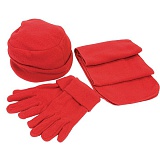Флисовый набор "Метель" шапка, шарф, перчатки, красный, флис, 190 гр/м4