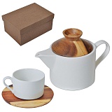 Набор "Andrew":чайная пара и чайник в подарочной упаковке,28,5х18,5х11см,200 мл и 600 мл,фарфор,дере