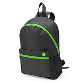 Рюкзак "Town", черный с зелеными молниями, 28х38х12 см, полиэстер 600D
