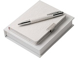 Набор Michelle: дизайнерский блокнот А6, шариковая ручка, белый/серебристый